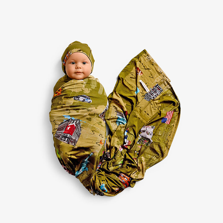 Swaddle and Beanie - New York Print