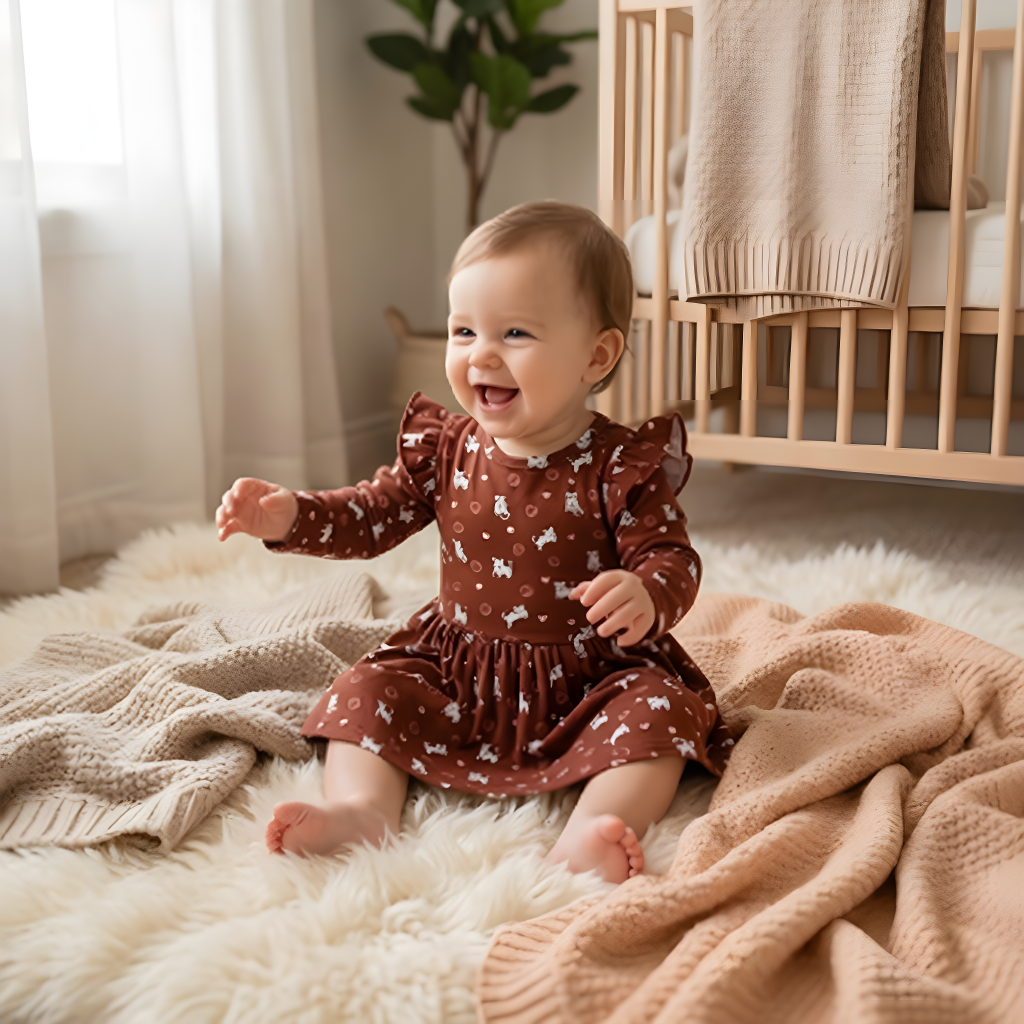 Full Sleeve Baby Girl Dress - Kitty Cuddles