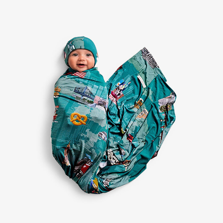 Swaddle and Beanie - New York Print