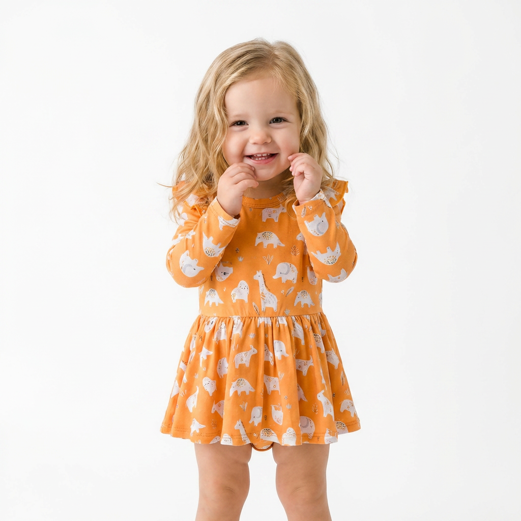 Full Sleeve Baby Girl Dress - Safari Buddies