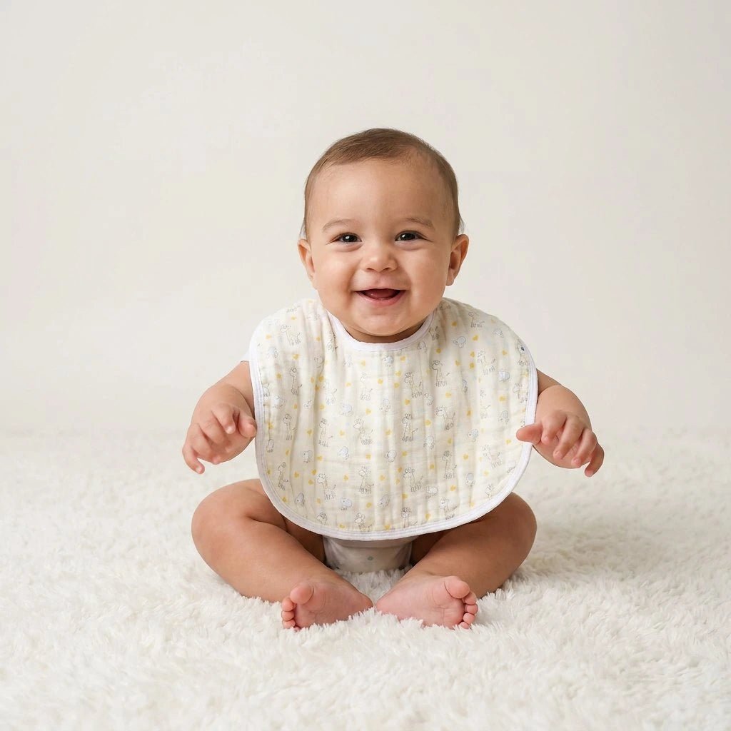 Muslin Burpy Bib - Giraffe Friends - Kiddie Kips