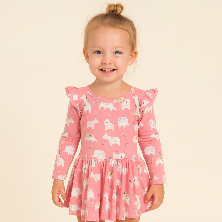 Full Sleeve Baby Girl Dress -Animal Print
