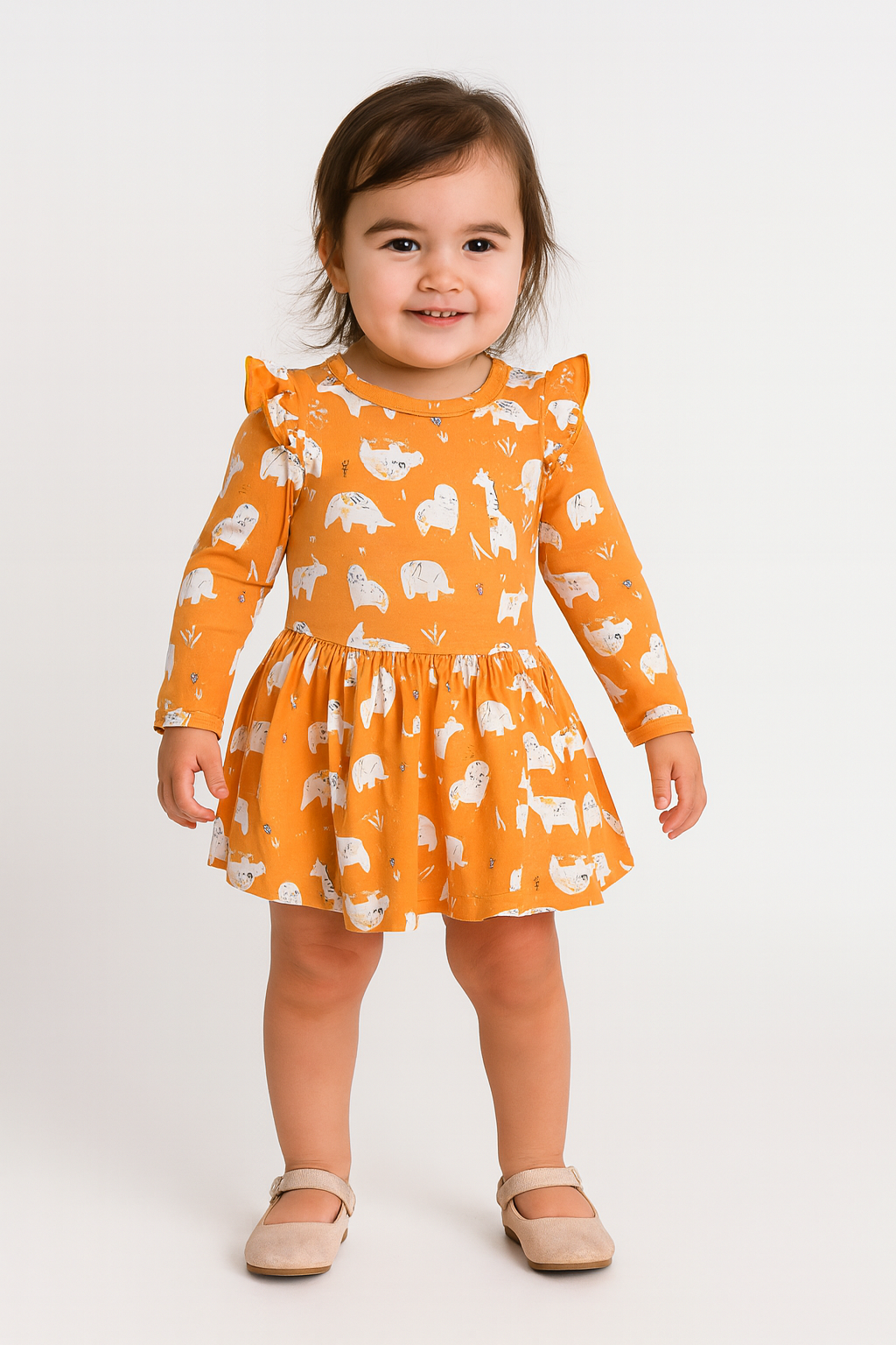 Full Sleeve Baby Girl Dress -Animal Print