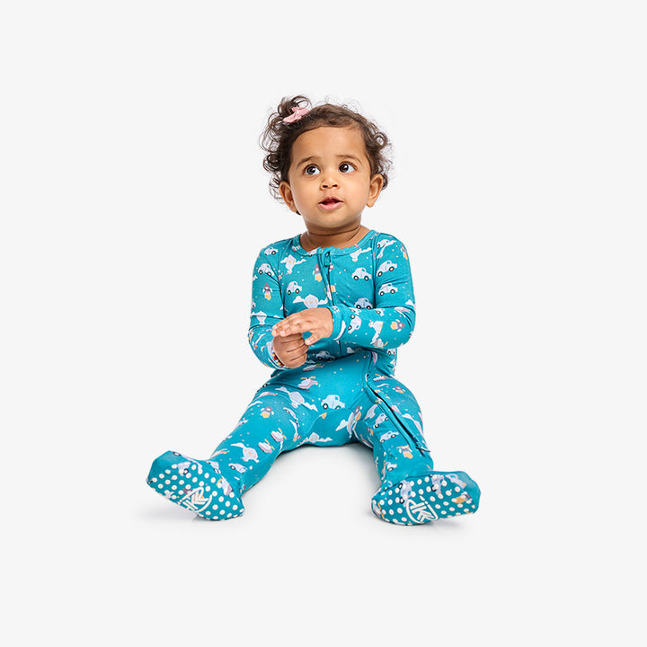One Piece PJ with Mittens - Vehicle Print
