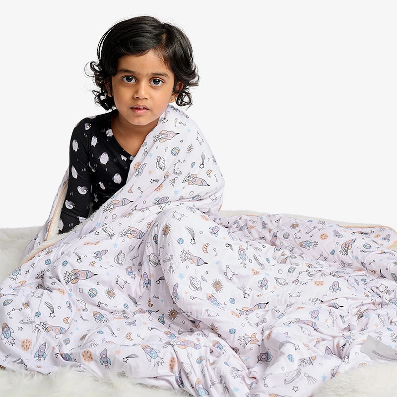 Bamboo Plush Blanket - Rocket Galaxy II