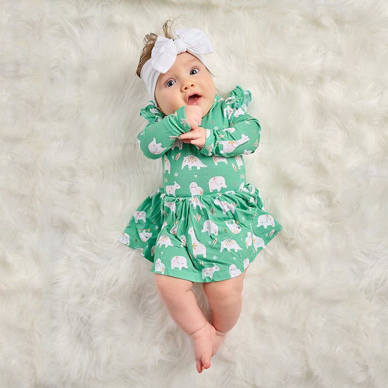 Full Sleeve Baby Girl Dress -Animal Print