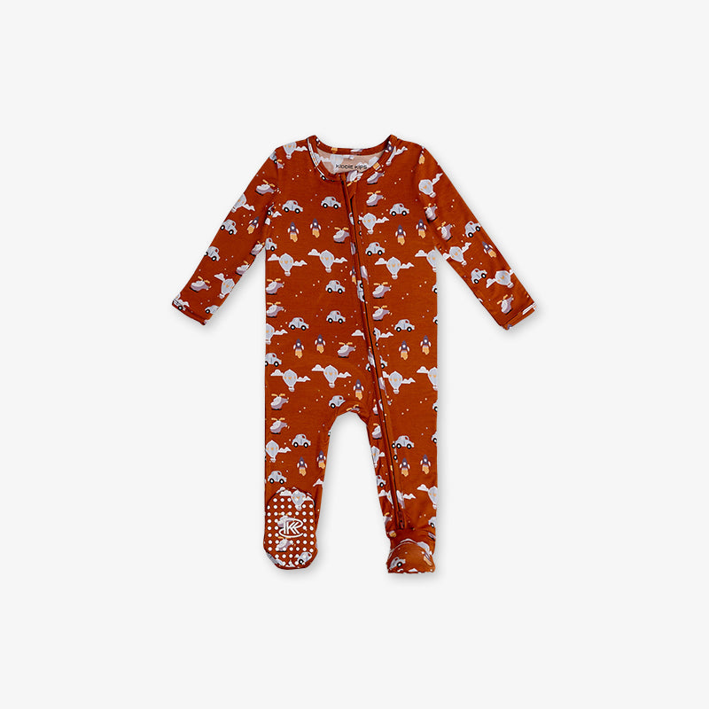 One Piece PJ with Mittens - Vehicle Print