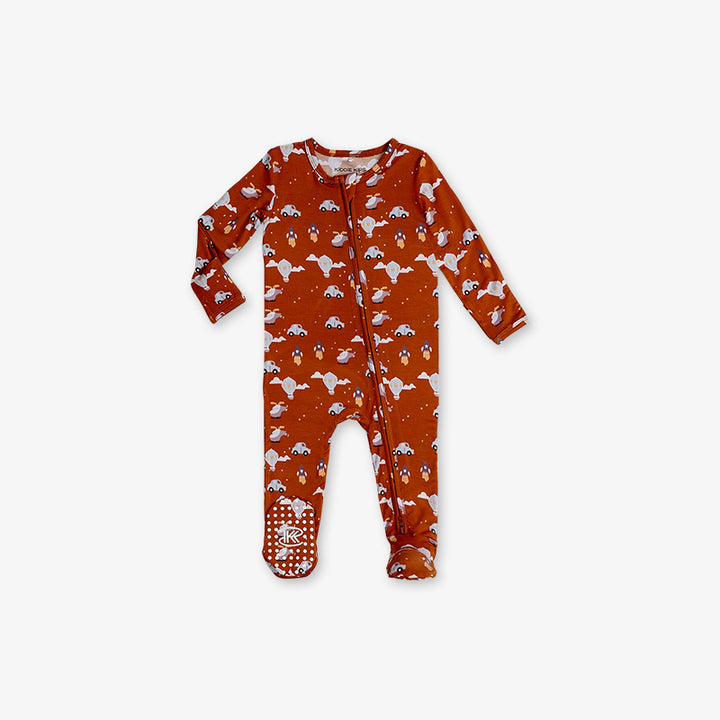 One Piece PJ with Mittens - Vehicle Print