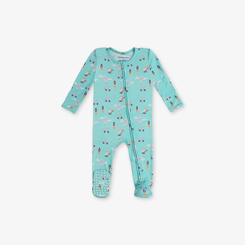 One Piece PJ with Mittens - Vehicle Print