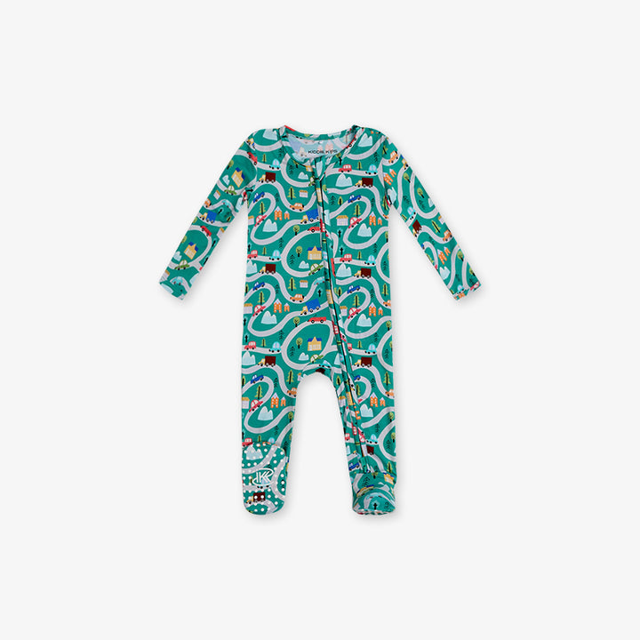 One Piece PJ with Mittens - Car Print