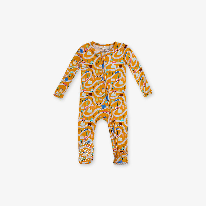 One Piece PJ with Mittens - Car Print
