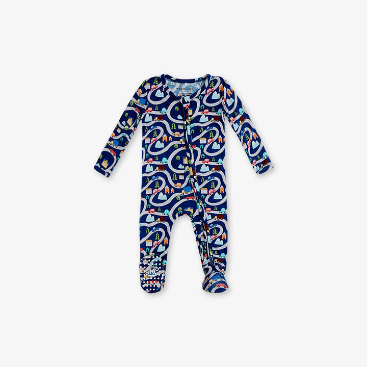 One Piece PJ with Mittens - Car Print