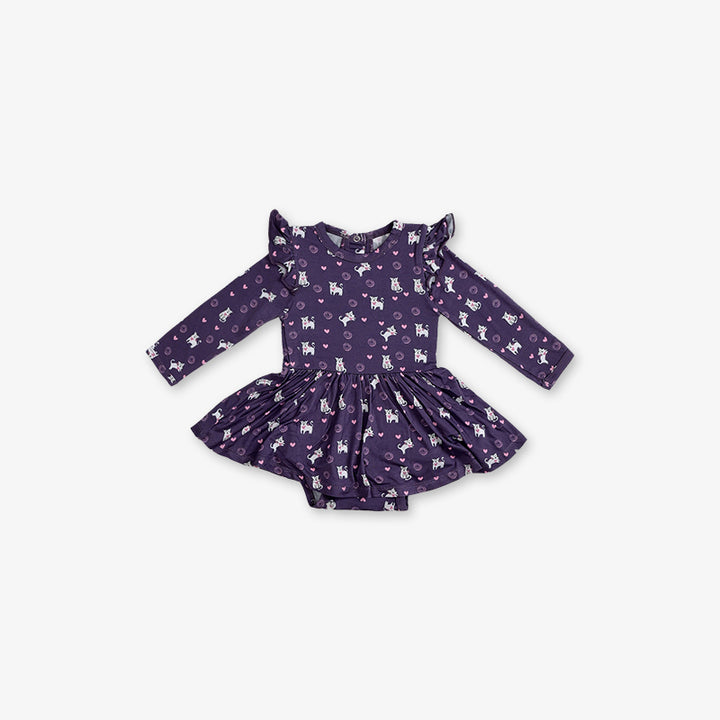 Full Sleeve Baby Girl Dress - Cat Print