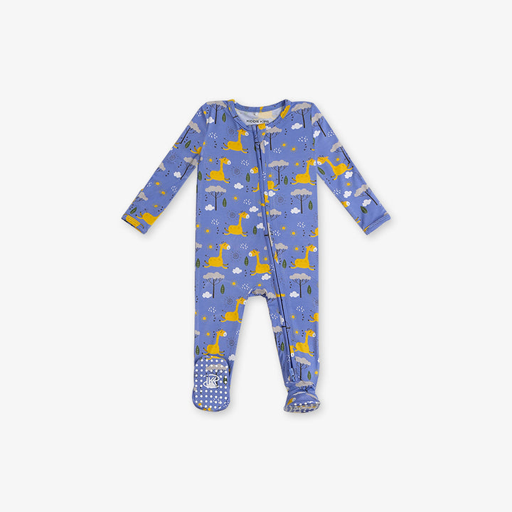 One Piece PJ with Mittens - Giraffe Print