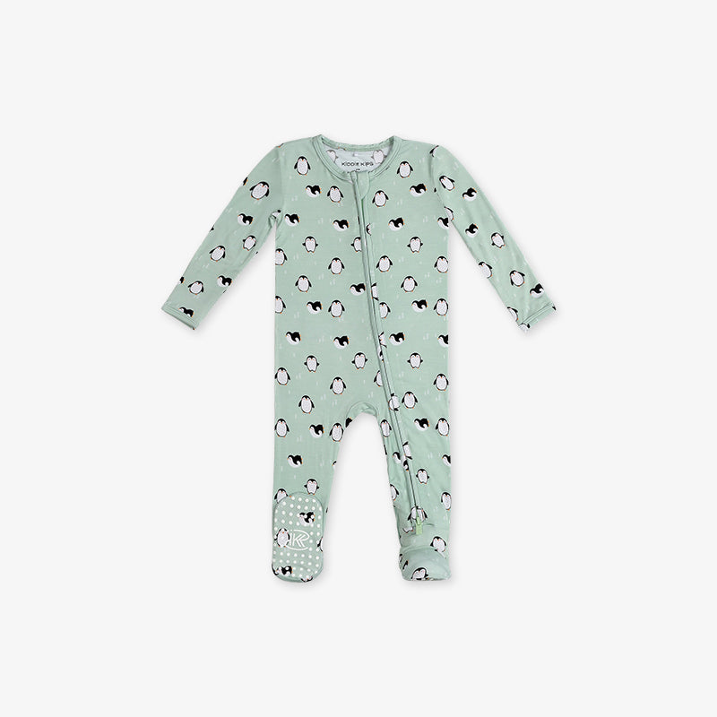 One Piece PJ with Mittens - Penguin Print