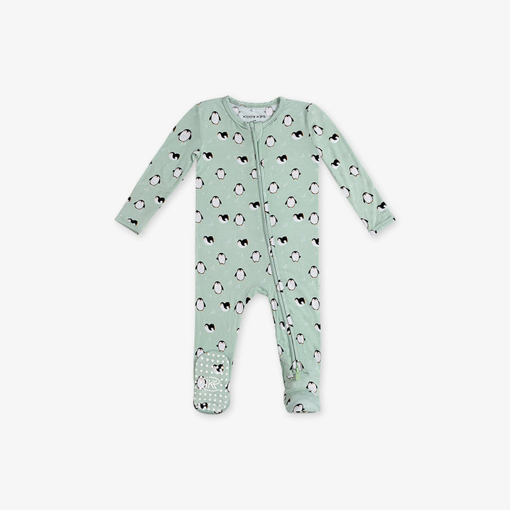 One Piece PJ with Mittens - Penguin Print