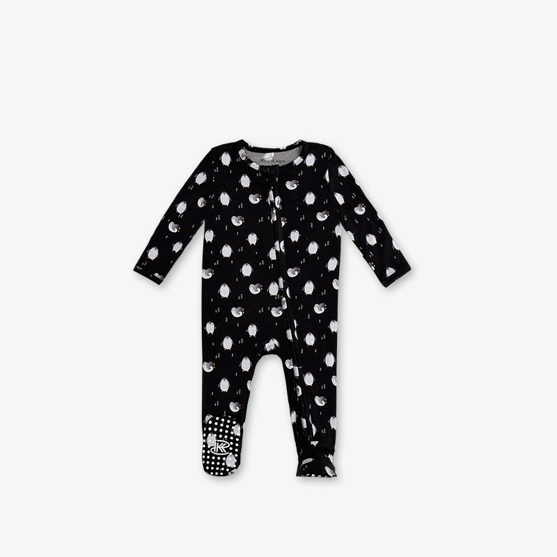 One Piece PJ with Mittens - Penguin Print
