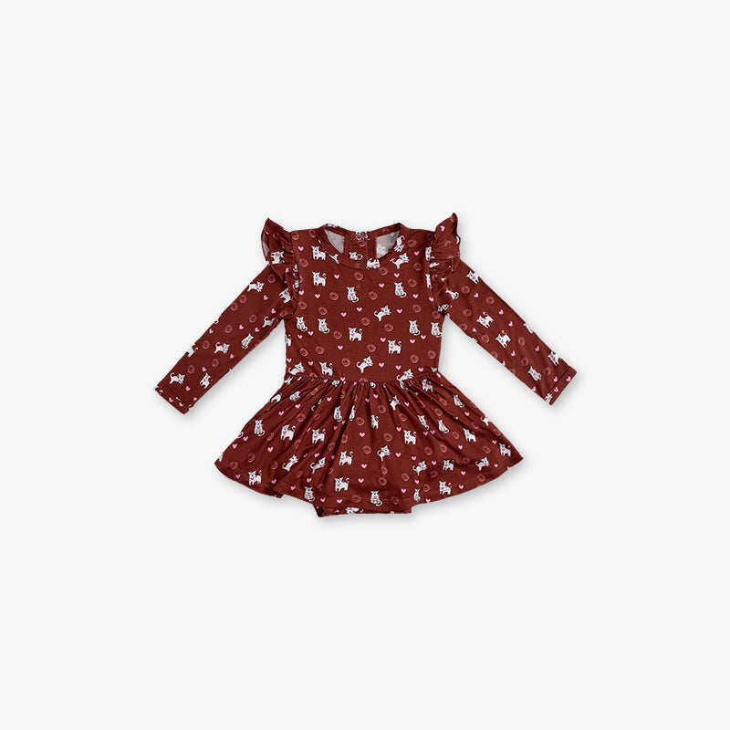 Full Sleeve Baby Girl Dress - Cat Print