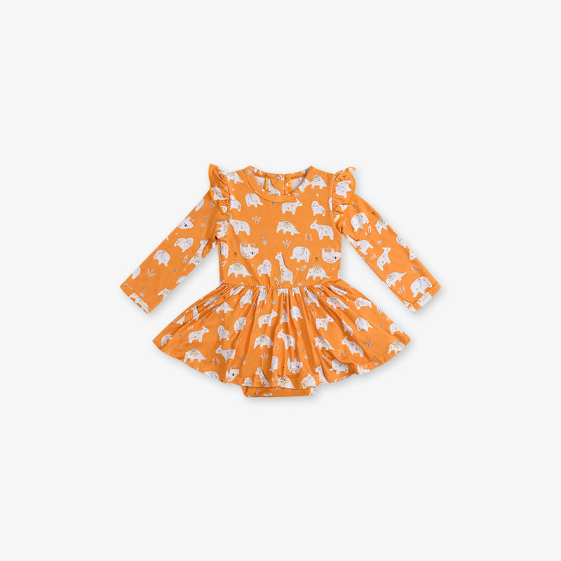 Full Sleeve Baby Girl Dress -Animal Print