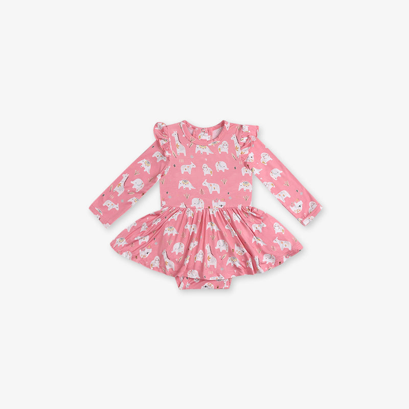 Full Sleeve Baby Girl Dress -Animal Print