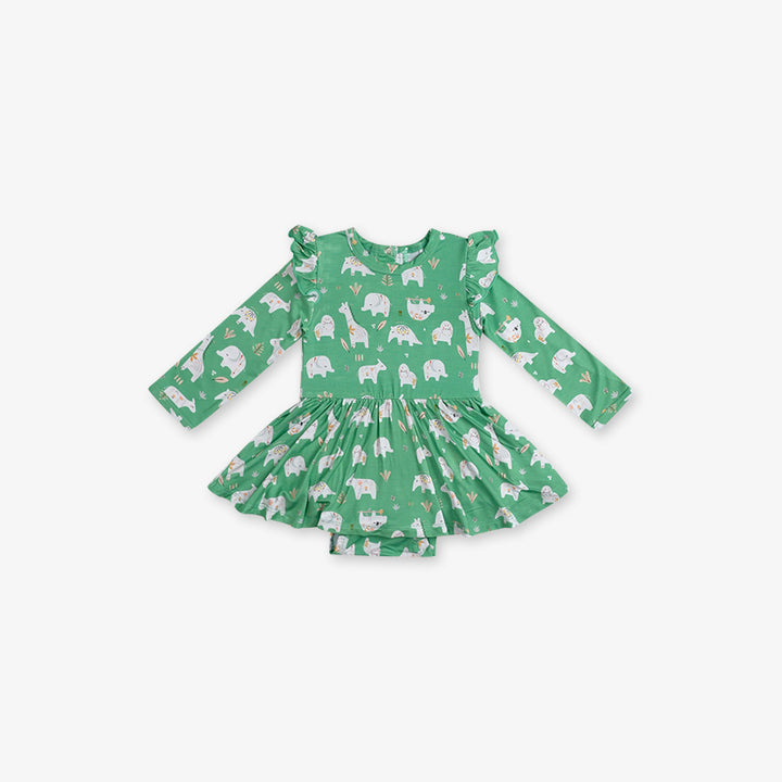 Full Sleeve Baby Girl Dress -Animal Print