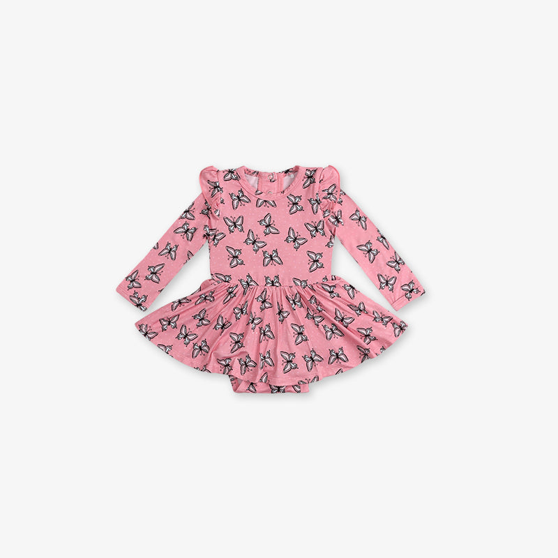 Full Sleeve Baby Girl Dress - Butterfly Print