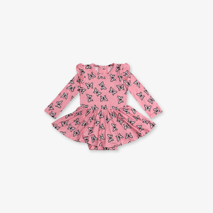Full Sleeve Baby Girl Dress - Butterfly Print