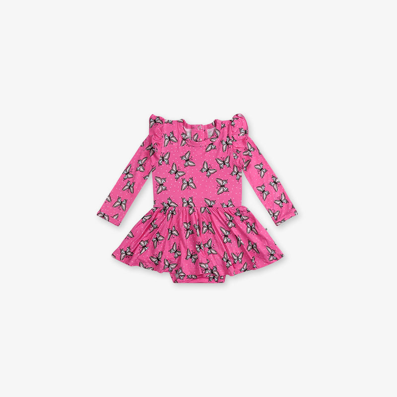 Full Sleeve Baby Girl Dress - Butterfly Print