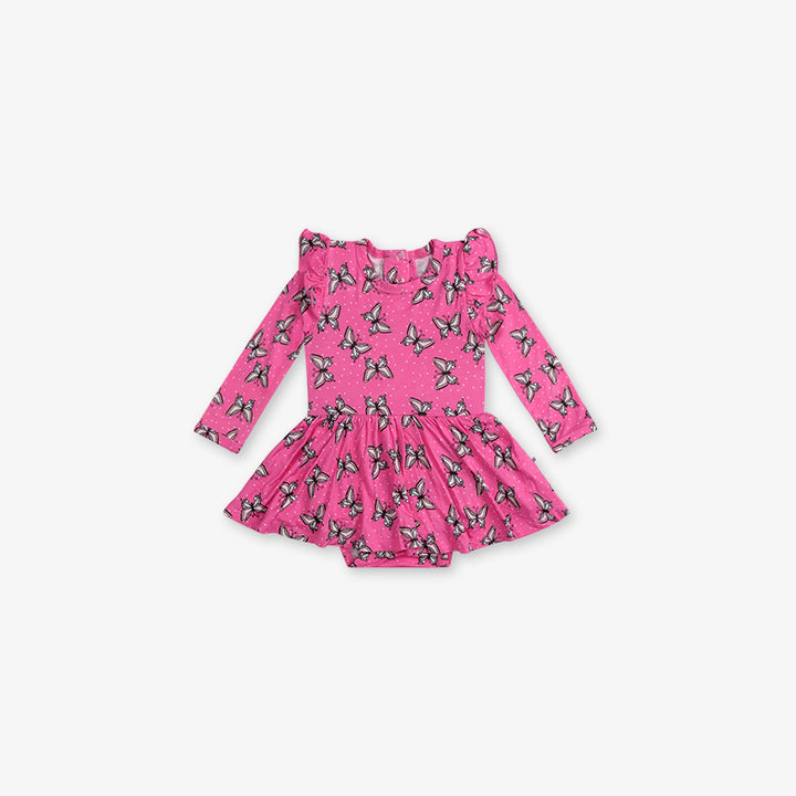 Full Sleeve Baby Girl Dress - Butterfly Print