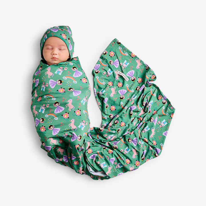 Swaddle and Beanie - Princess Print