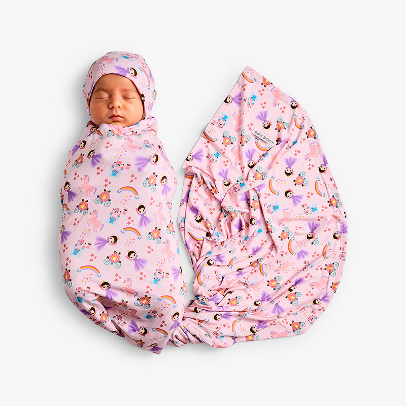Swaddle and Beanie - Princess Print