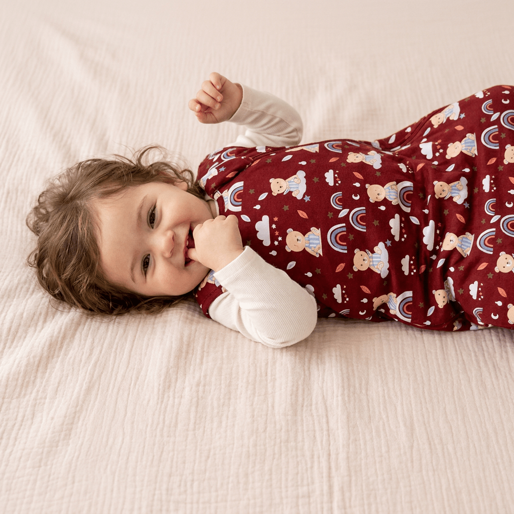 Bamboo Organic Muslin Sleep Sack - Teddy Snuggle - Kiddie Kips