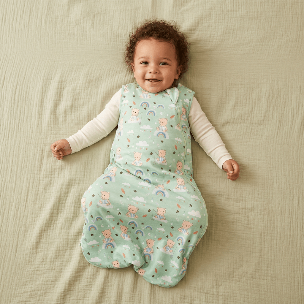 Bamboo Organic Muslin Sleep Sack - Teddy Snuggle - Kiddie Kips
