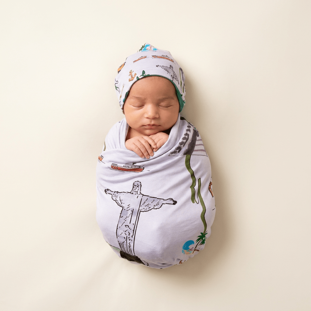 Bamboo Swaddle and Beanie - Dreamers World - Kiddie Kips