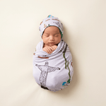 Bamboo Swaddle and Beanie - Dreamers World - Kiddie Kips