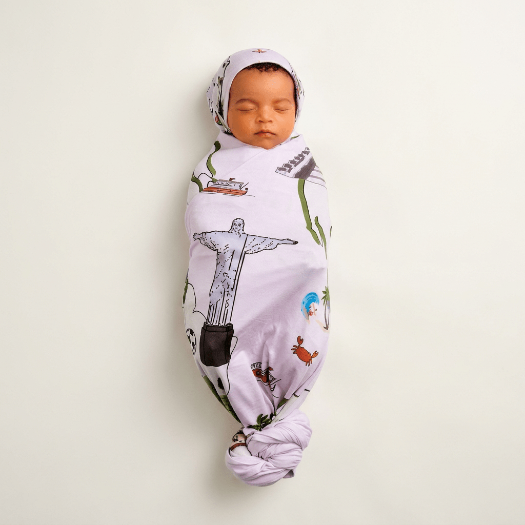Bamboo Swaddle and Beanie - Dreamers World - Kiddie Kips