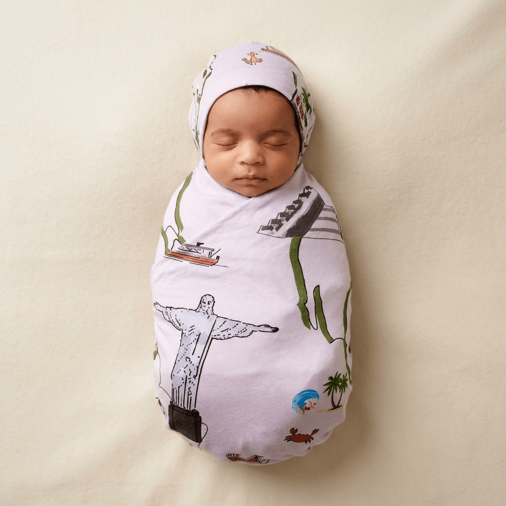 Bamboo Swaddle and Beanie - Dreamers World - Kiddie Kips