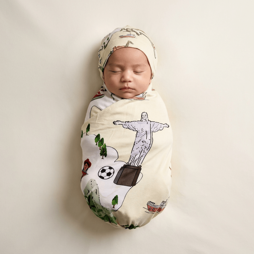 Bamboo Swaddle and Beanie - Dreamers World - Kiddie Kips