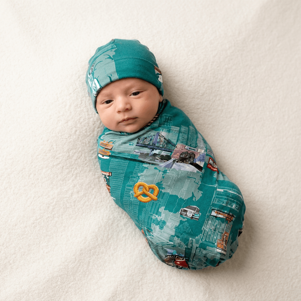 Bamboo Swaddle and Beanie - Little New Yorker - Kiddie Kips