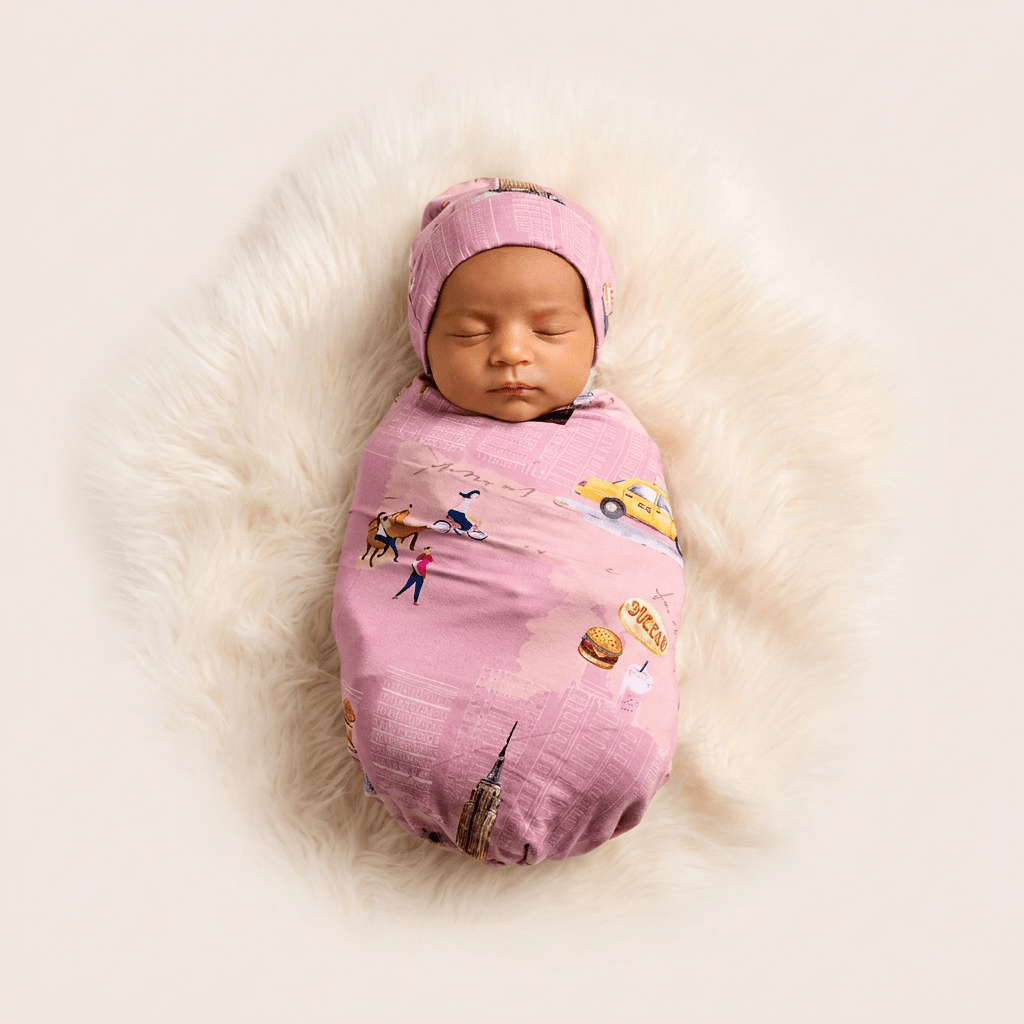 Bamboo Swaddle and Beanie - Little New Yorker - Kiddie Kips