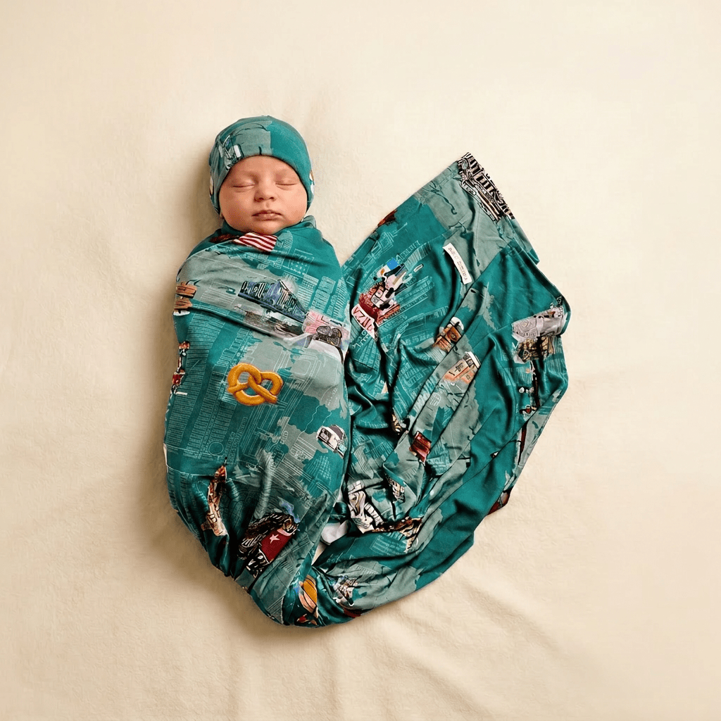 Bamboo Swaddle and Beanie - Little New Yorker - Kiddie Kips