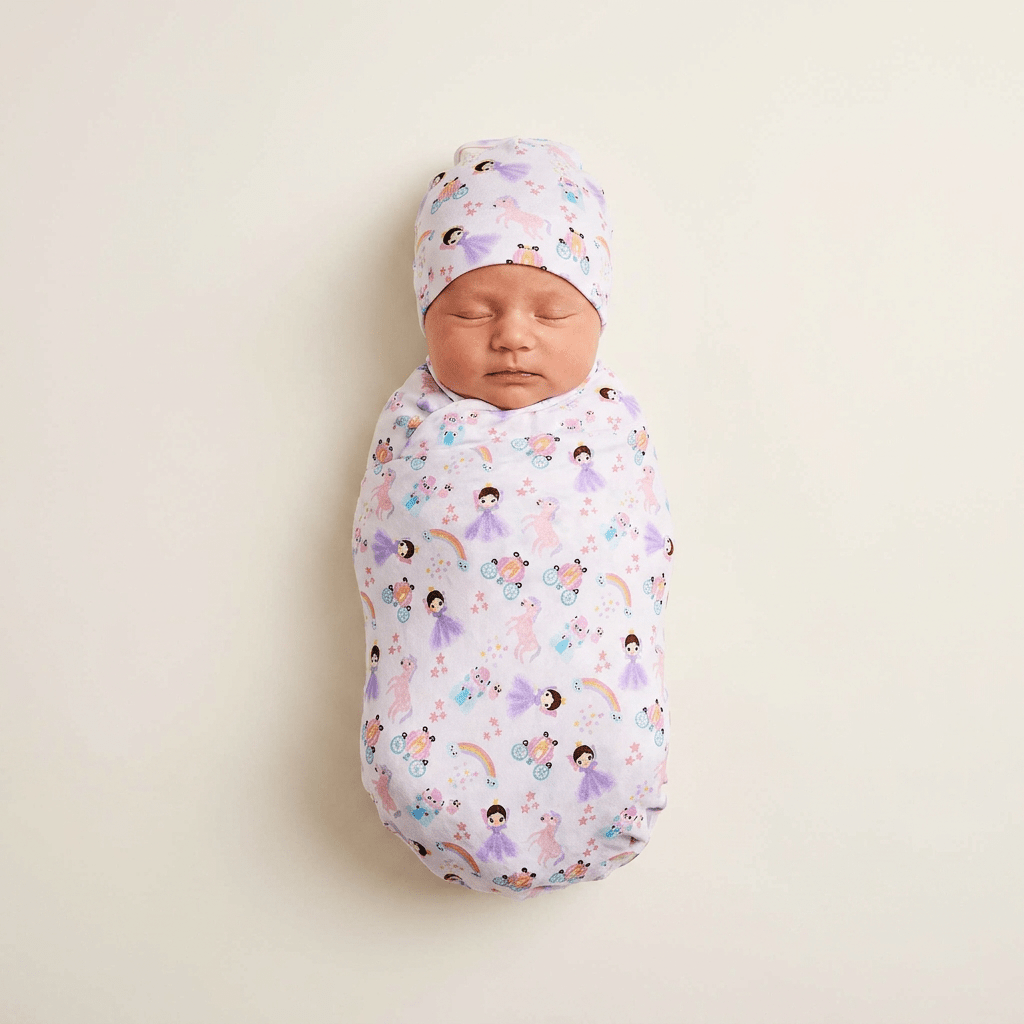 Bamboo Swaddle and Beanie - Moonlight Princess - Kiddie Kips