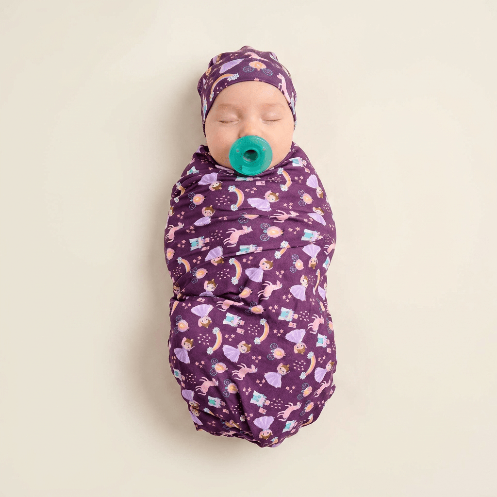 Bamboo Swaddle and Beanie - Moonlight Princess - Kiddie Kips
