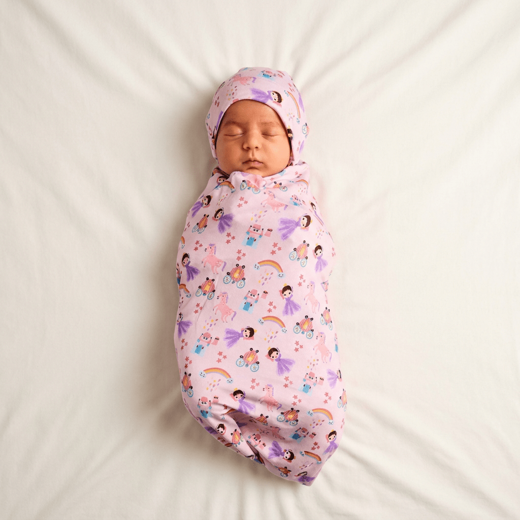 Bamboo Swaddle and Beanie - Moonlight Princess - Kiddie Kips