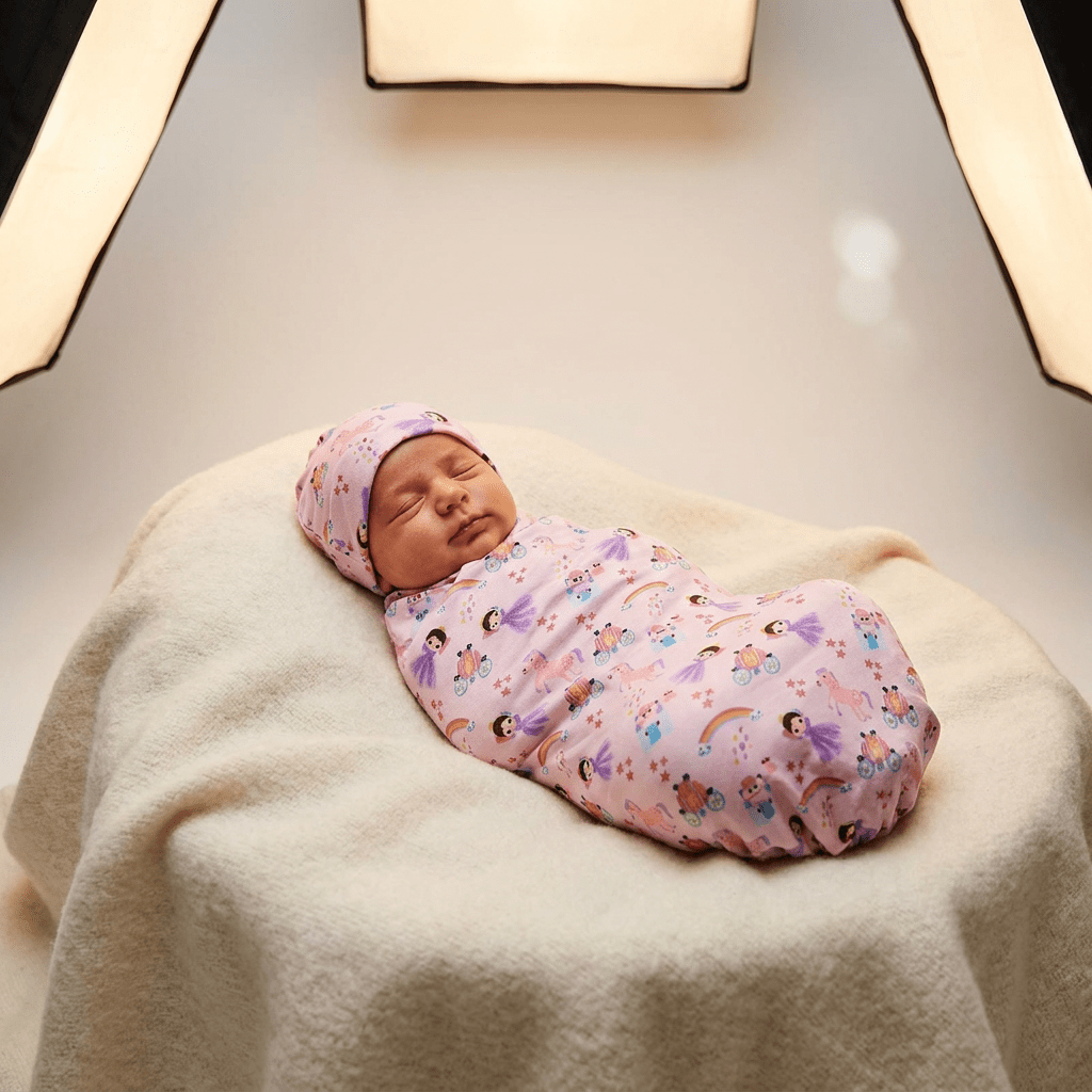 Bamboo Swaddle and Beanie - Moonlight Princess - Kiddie Kips