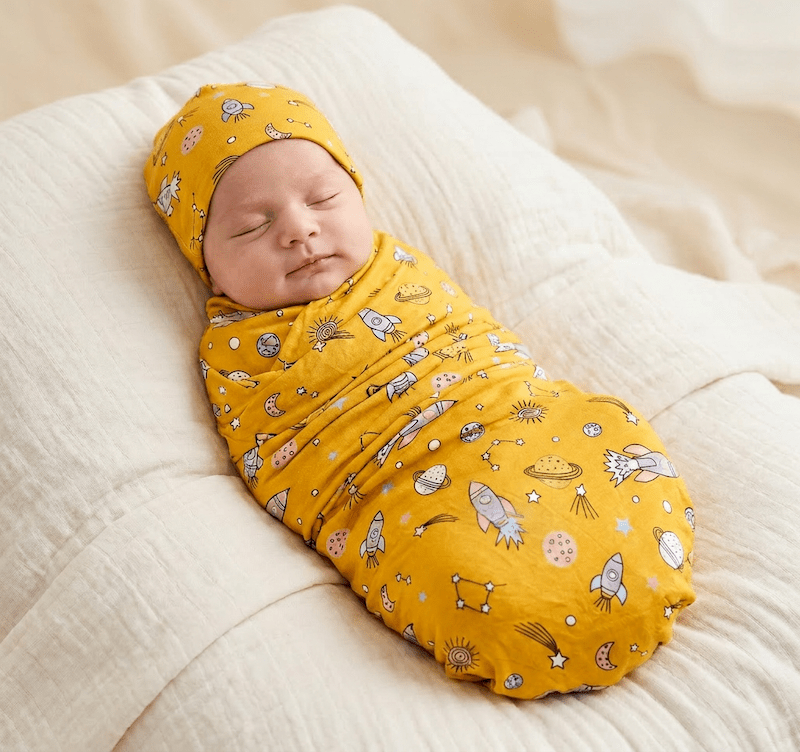 Bamboo Swaddle and Beanie - Rocket Galaxy - Kiddie Kips