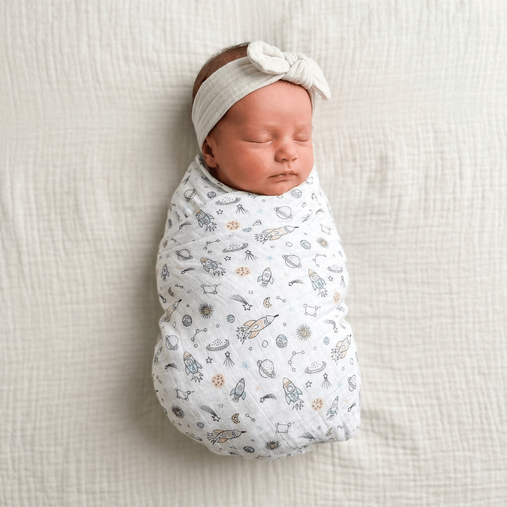 Muslin Swaddle - Rocket Galaxy - Kiddie Kips